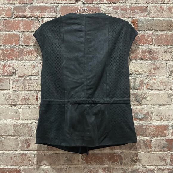Vince Asymmetrical Zip Perforated Leather Vest Size XS - Picture 9 of 13